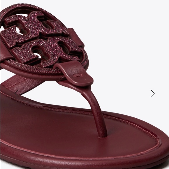 Nwt Tory Burch Miller Embellished Sandal BURGUNDY - Picture 4 of 6